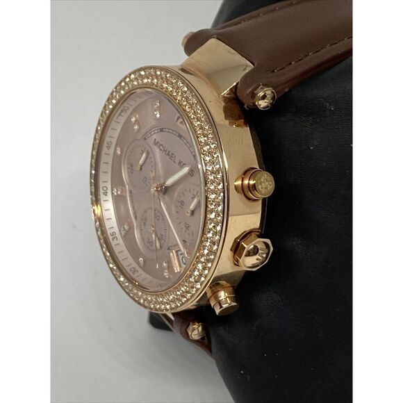 Michael Kors Parker MK5896 Women's Brown Leather Analog Dial Quartz Watch WO335 - Picture 4 of 12